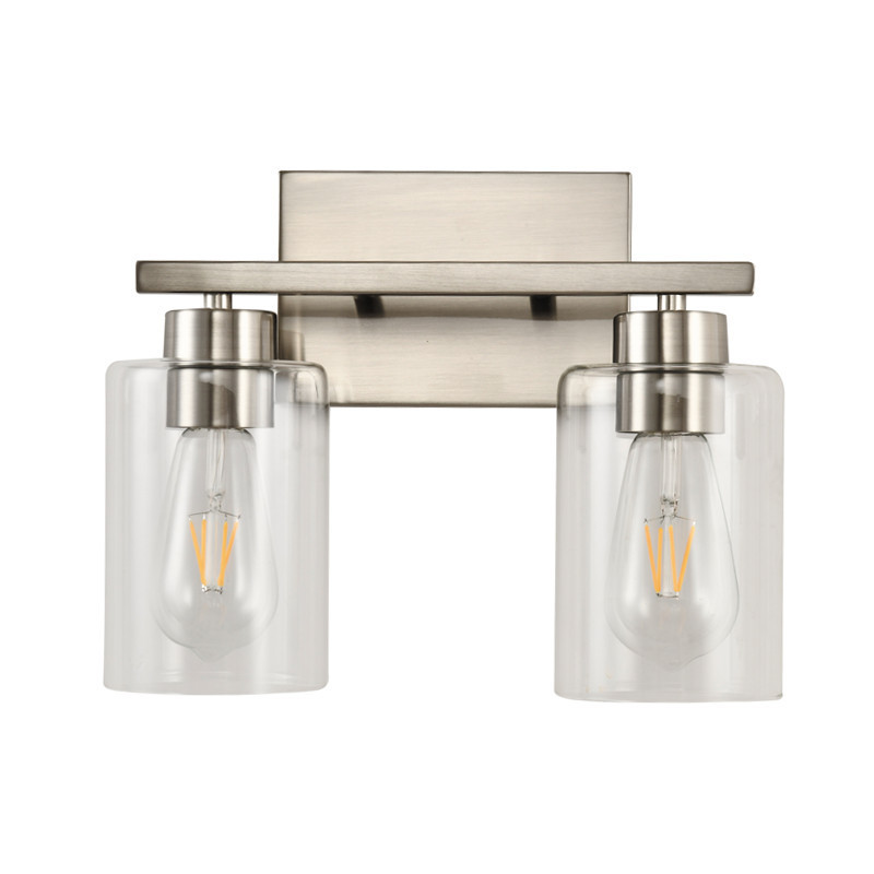 3 Lights Bulb Bathroom Vanity Lighting Fixtures Over Mirror Brushed Nickel Vanity Light with Glass White Shade