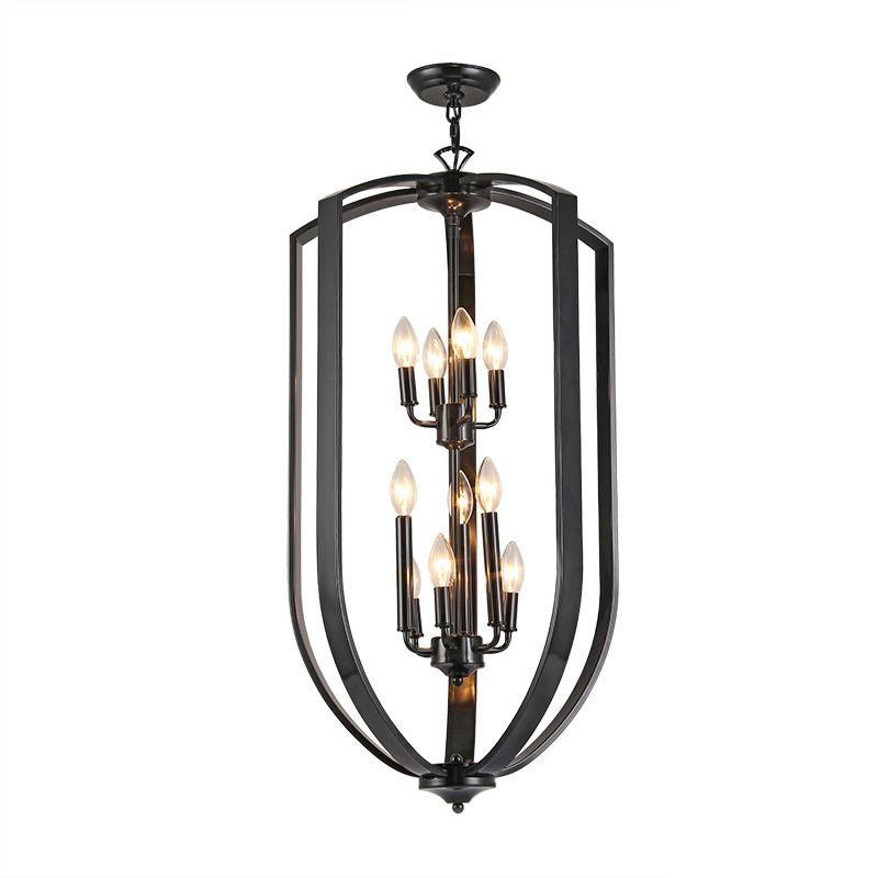 Classic Design Metal Bands Candle Pendant Ceiling Light Oil Rubbed Bronze 8 lights Chandelier for Hotel Home Bar