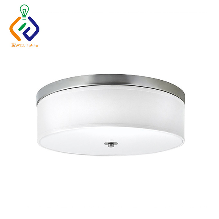 Bedroom Acrylic Round Brushed Nickel  Finish Linen Drum Diffuser 16