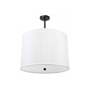 Factory Modern Semi Flush Mount Satin Black Hotel Ceiling Light with Fabric Shade