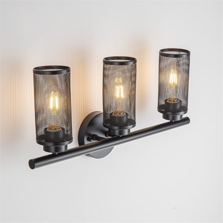 Matte Black Bath Vanity Light Wall Light Fixtures Industry 3 Light 24 inch Wall Sconce for Bathroom