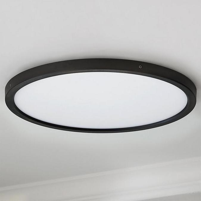 Slim Flush Mount Round LED Ceiling Light 12 inch 15 inch Integrated LED Black