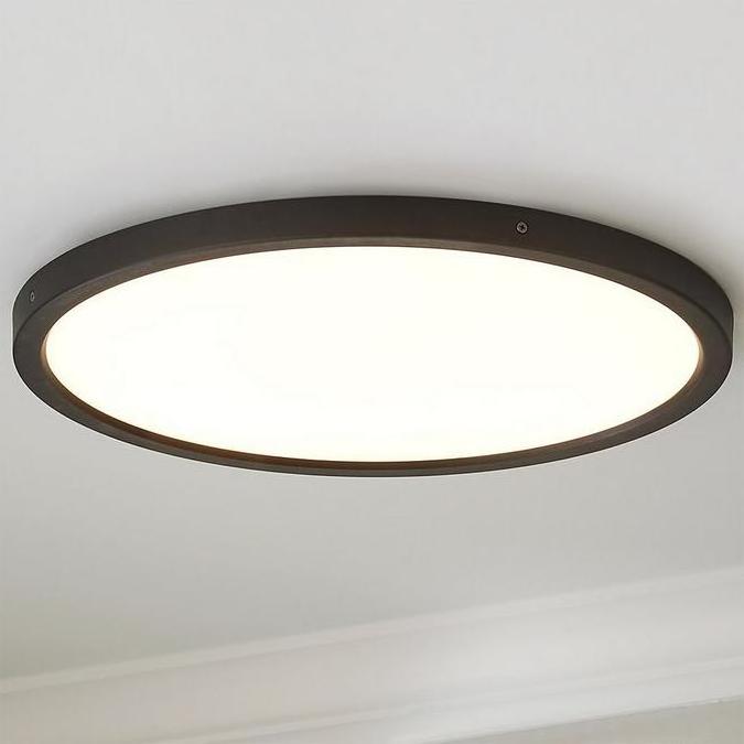 Slim Flush Mount Round LED Ceiling Light 12 inch 15 inch Integrated LED Black