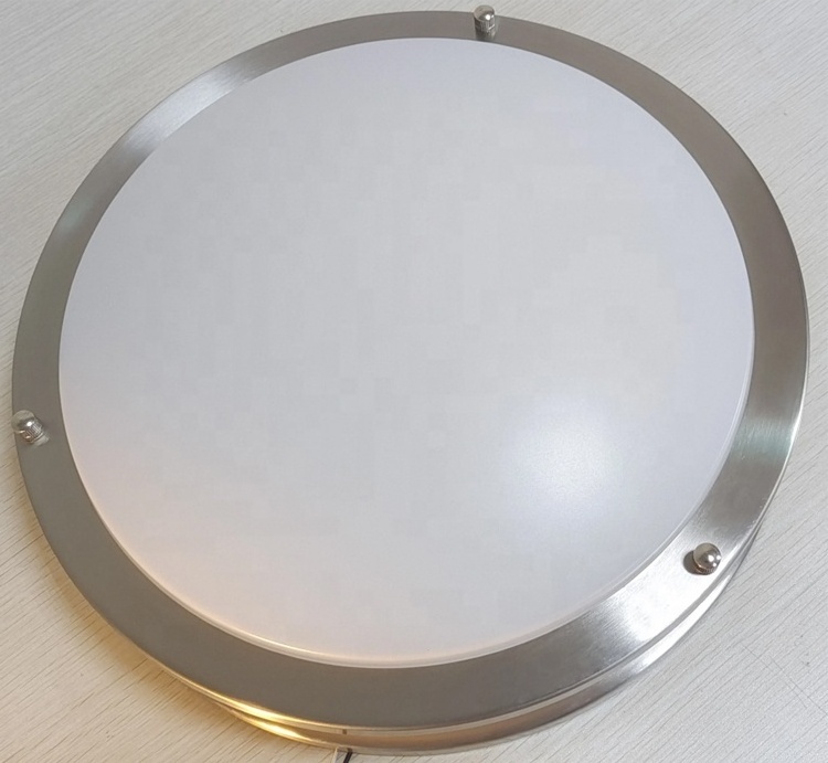 Round Ceiling Light Brushed Nickel Led Metal Acrylic Hotel Projects Interior Ceiling Mount Fixture