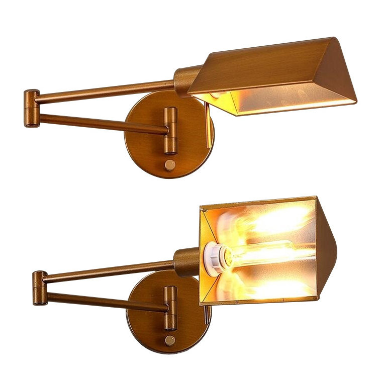 Industrial Retro Style Swing Arm Wall Sconce Wrought Iron Wall Lamp For Corridor Restaurant Industry Bedroom Aisle