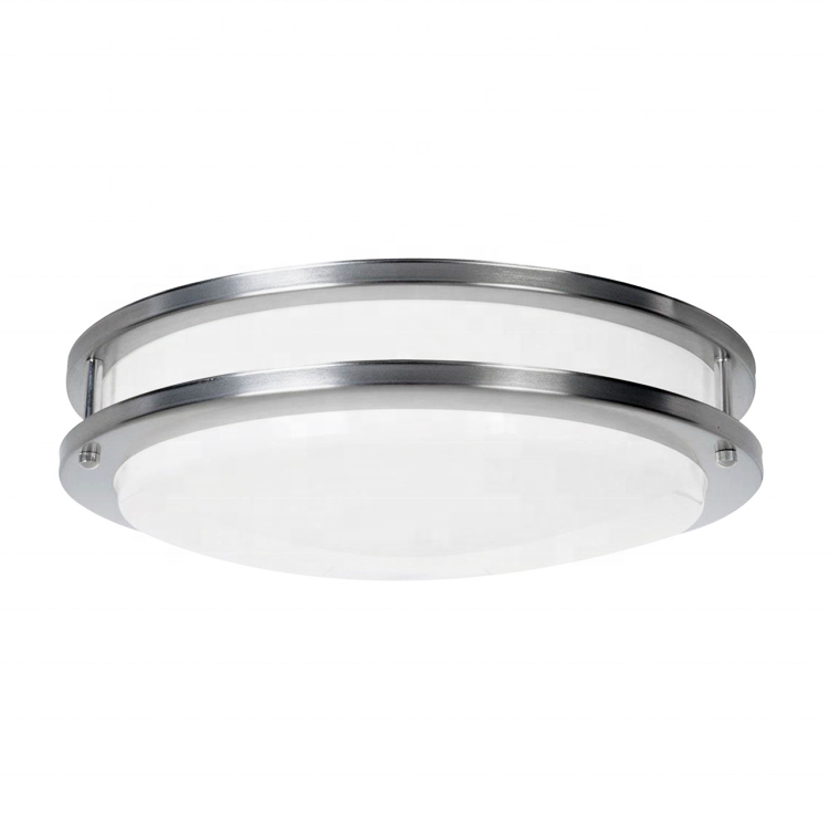 Round Ceiling Light Brushed Nickel Led Metal Acrylic Hotel Projects Interior Ceiling Mount Fixture