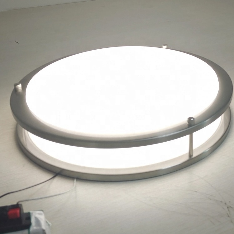 Round Ceiling Light Brushed Nickel Led Metal Acrylic Hotel Projects Interior Ceiling Mount Fixture