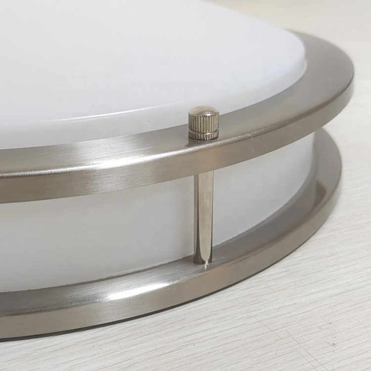 Round Ceiling Light Brushed Nickel Led Metal Acrylic Hotel Projects Interior Ceiling Mount Fixture