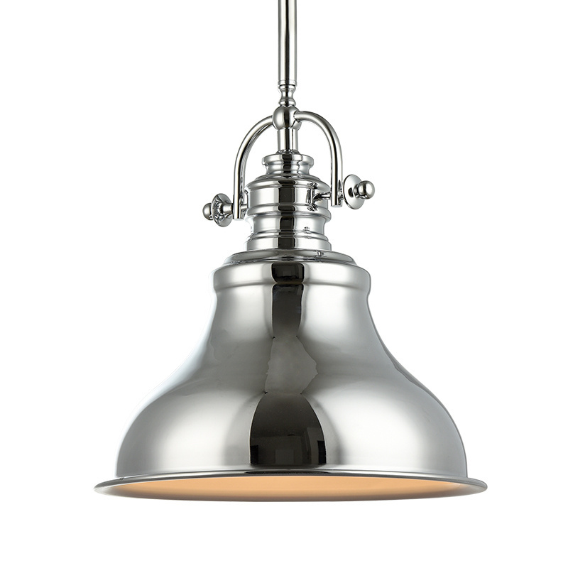 New Pendant Light Fixture Brushed Nickel Single Pendant lamp with Steel Shade