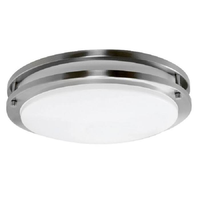 Led Round Flush Mount 3000K Brushed Nickel Metal Base Round Shade Hotel Style Ceiling Lamp