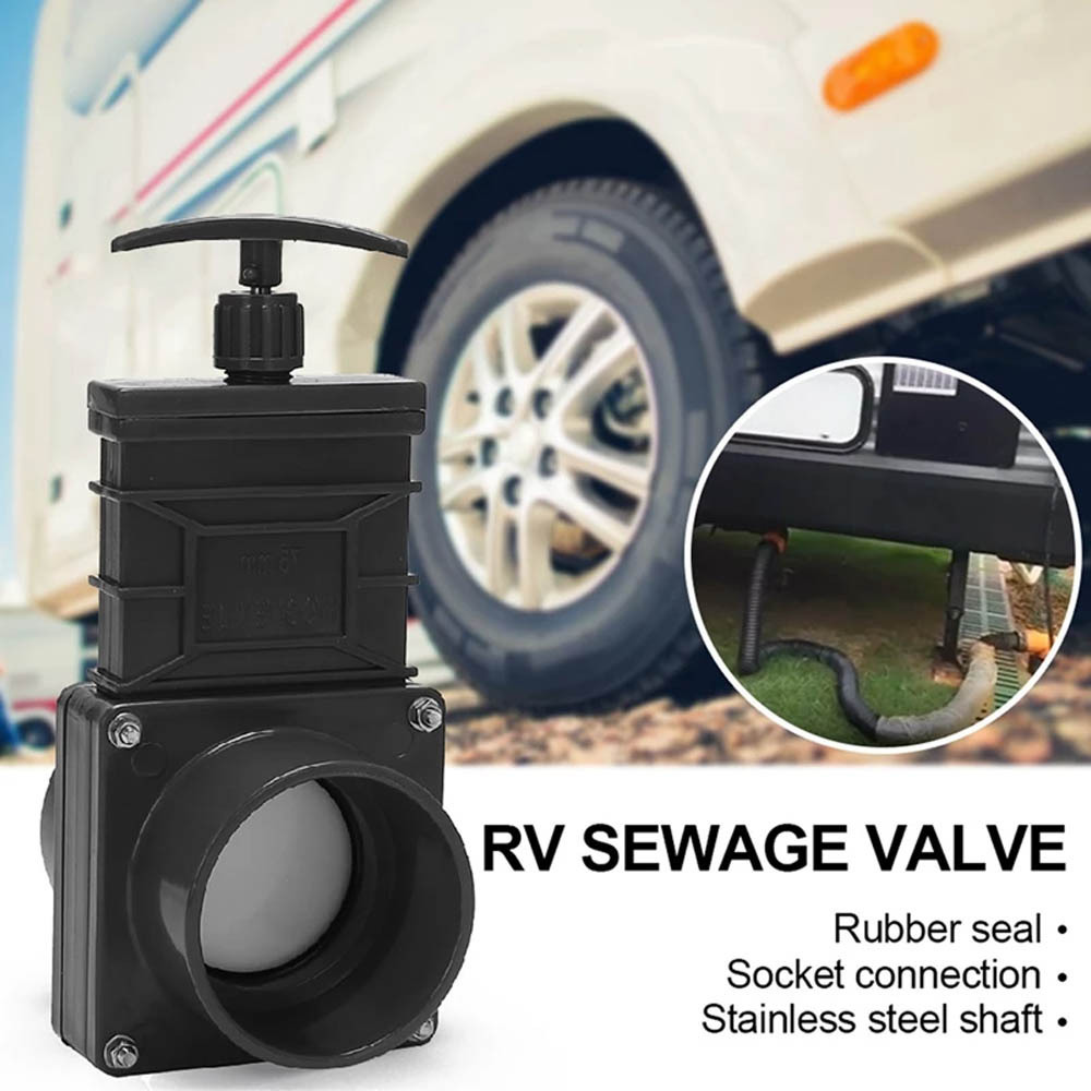 50mm/2inch RV Knife Water Gate Valve Durable Flow Van Sewer Hose Plastic  Exterior Home Accessories Caravan Drain