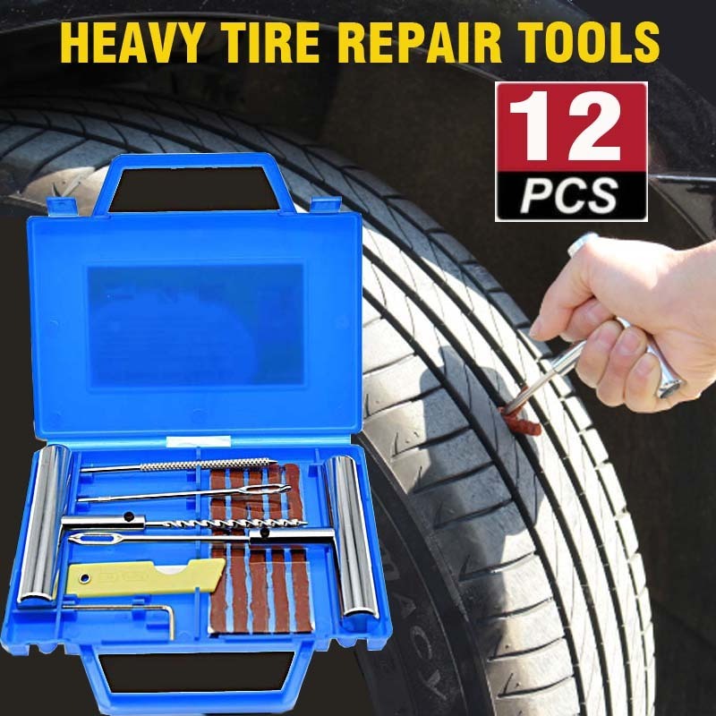 Professional 12pcs Car Bike Emergency Heavy Duty Tire T Handle Tyre Tire Repair Tool Kit