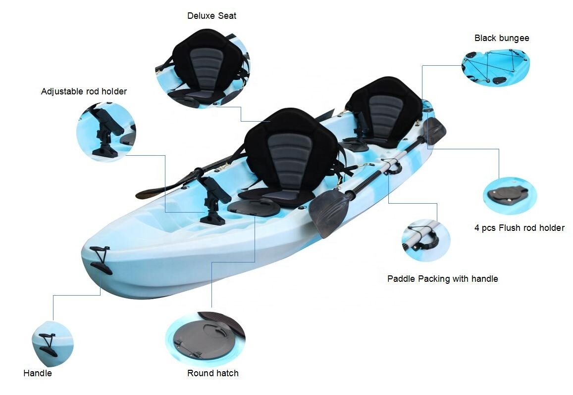 A Competitive Price 3 Person Sit On Top fishing family Kayak / canoe fishing hard plastic boat