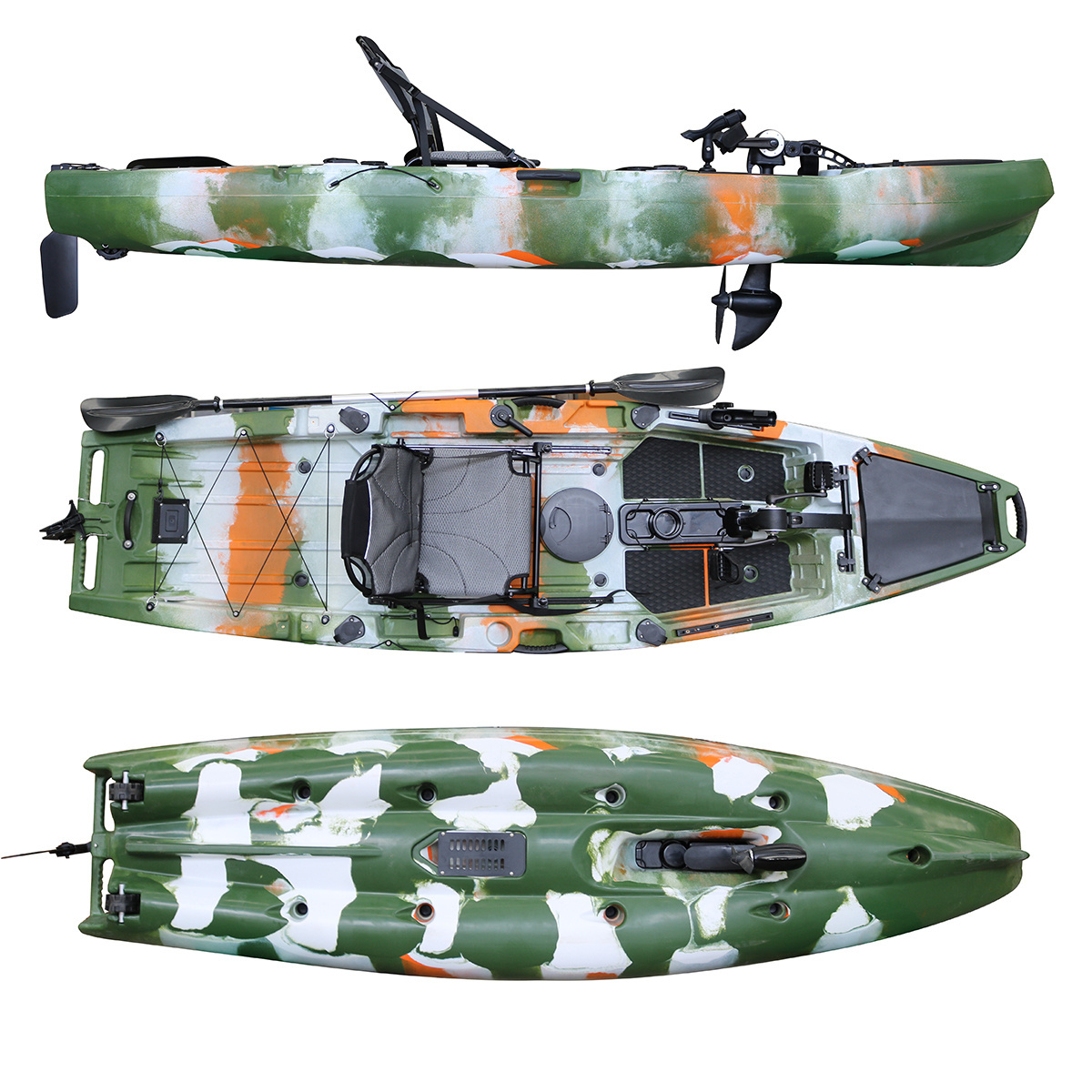 Customized Single Pedal Kayak for Fishing 3.2m Sit-On-Top Solo Foot Kayak with Pedals HDPE/LLDPE/PE Material for Rivers