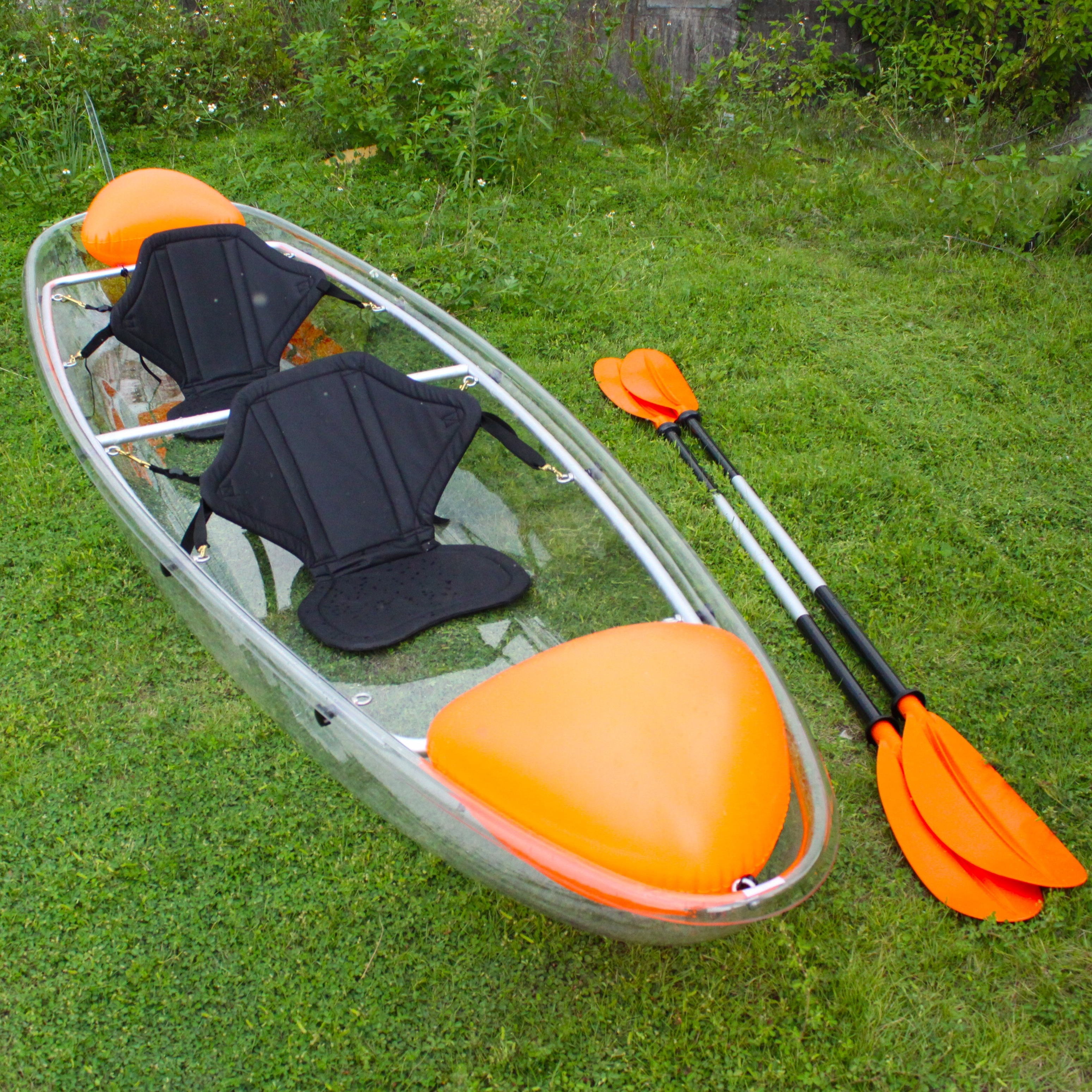 Vicking wholesale clear bottom kayak 2 person polycarbonate transparent kayak boat with led