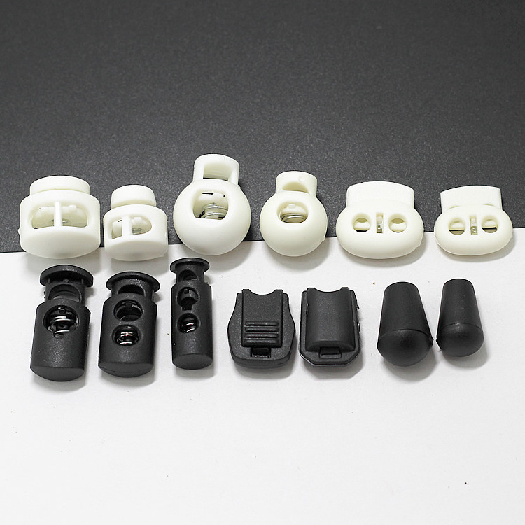 White Black Plastic Cord Lock Toggle Plastic Stopper String Rope Spring Stoppers Locks