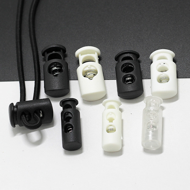 White Black Plastic Cord Lock Toggle Plastic Stopper String Rope Spring Stoppers Locks