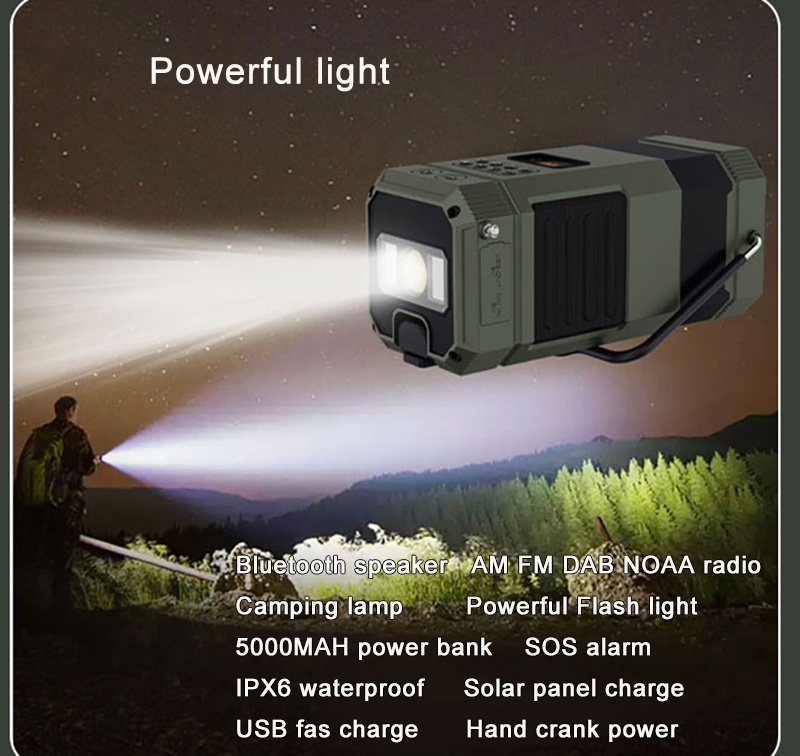 Multipurpose Radio speaker usb rechargeable torch camp tent lamp magnet solar lantern lights for camping emergency kits