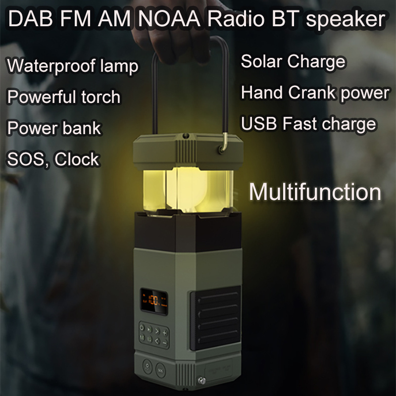 Emergency Weather Dab Europe am fm Radio multipurpose speaker usb charge solar hand crank Eid Lamp portable Lantern