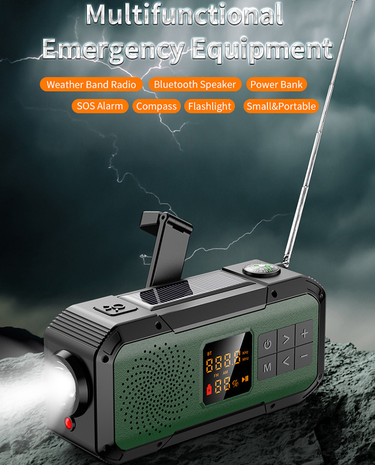 DF589 Global AM FM Radio NEW Emergency product Portable Waterproof Multi solar Speaker emergency noaa home radio