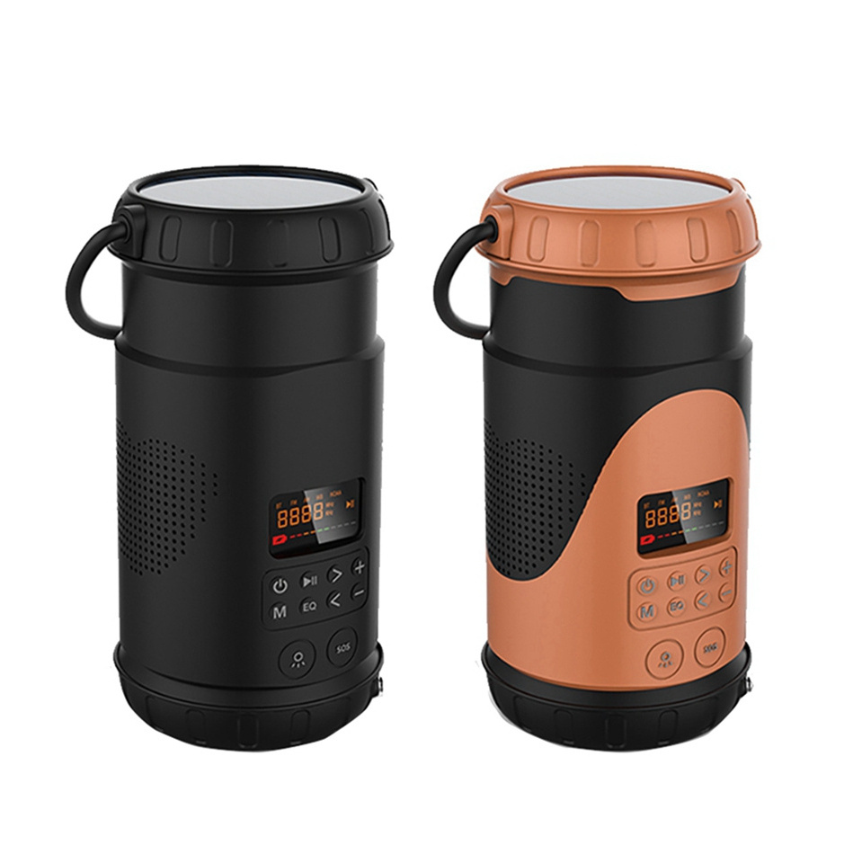 2023 multifunction emergency perfect sound radio speaker camping light lantern Outdoor hand crank solar speaker with light