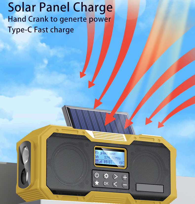 Global Radios Bt solar Speakers Digital Portable Cd Player Led Display DAB+ AM Fm Radio With Usb/Solar Charge