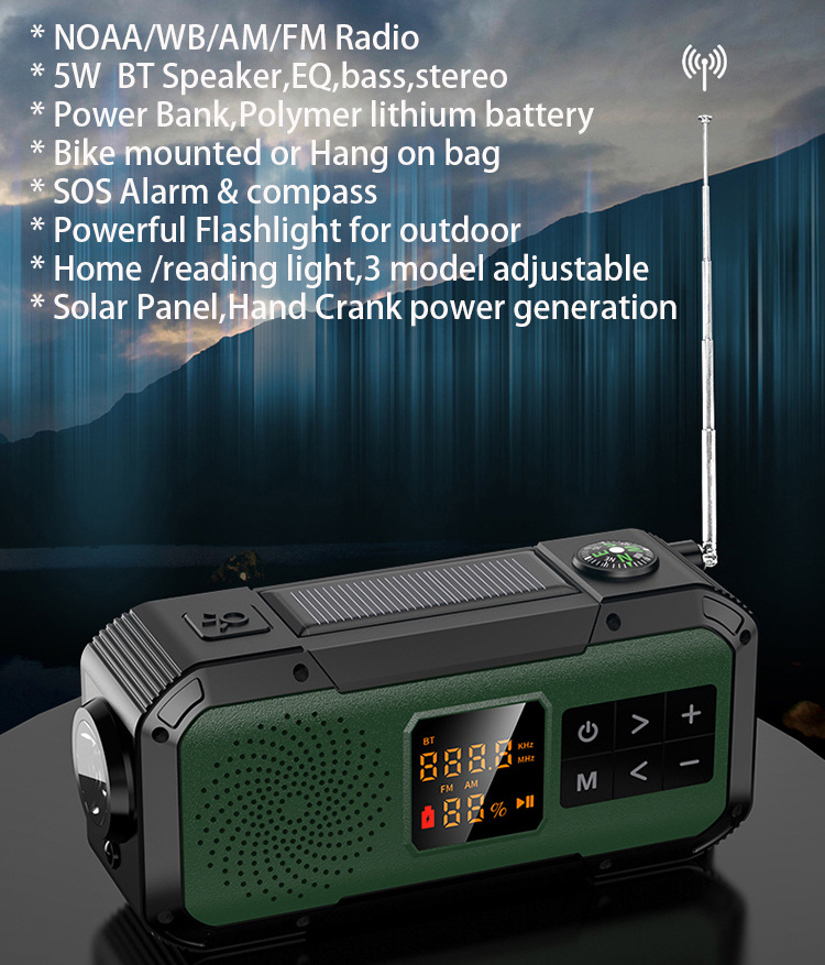 DF589 Global AM FM Radio NEW Emergency product Portable Waterproof Multi solar Speaker emergency noaa home radio