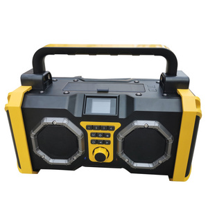 Factory Customized Outdoor Heavy-duty Construction site radio FM AM Bluetooth Speaker with Lamp Torch