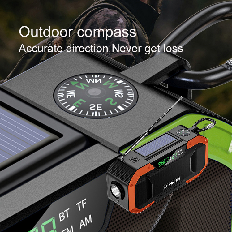 /Fm/Am Speaker 5000Mah Solar Hand Crank LCD Display am fm Outdoor necessity Radio With flashlight Power Bank