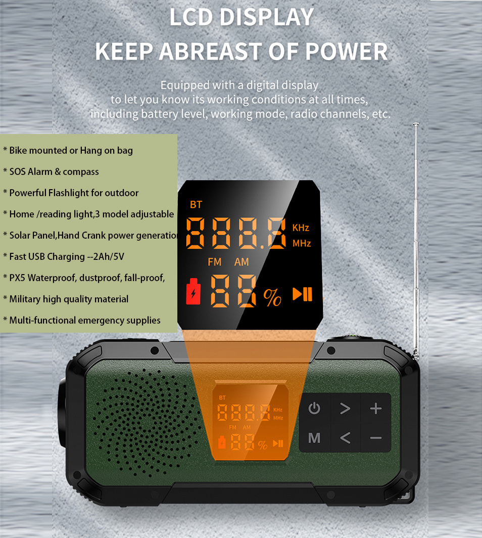 Christmas Gifts Emergency radio multi Speakers Am Fm Portable 2022 Android Wb Radio With Solar/Usb/Hand Crank