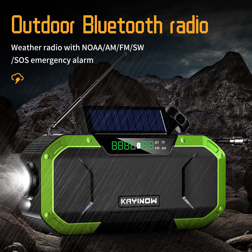 Solar radio multi Speakers Home And Outdoor waterproof Usb emergency Fm Radio With Hd Lcd Panel Custom Logo