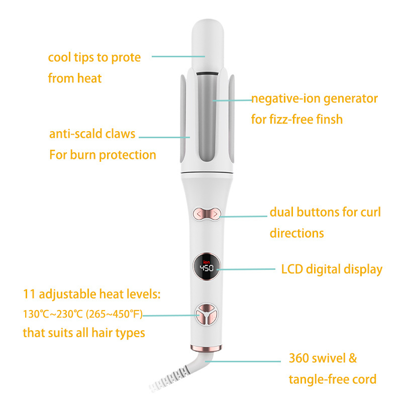 Newest Wholesale Temperature Control Heated Automatic Rotating Curling Iron Hair Curler For Women