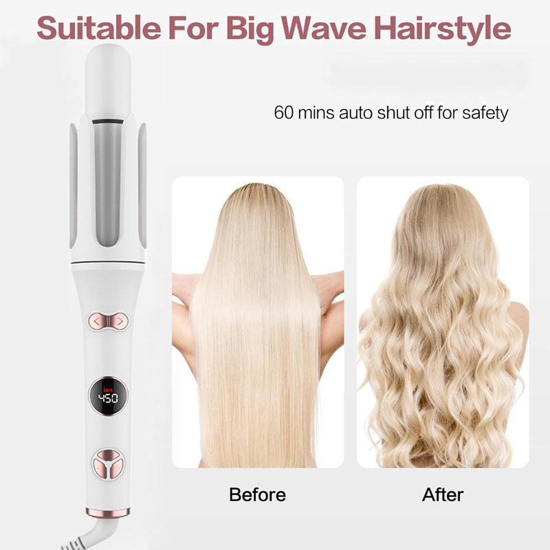 Automatic hair curling iron with ceramic ionic barrel smart anti-stuck auto rotating hair curling wand professional hair curler