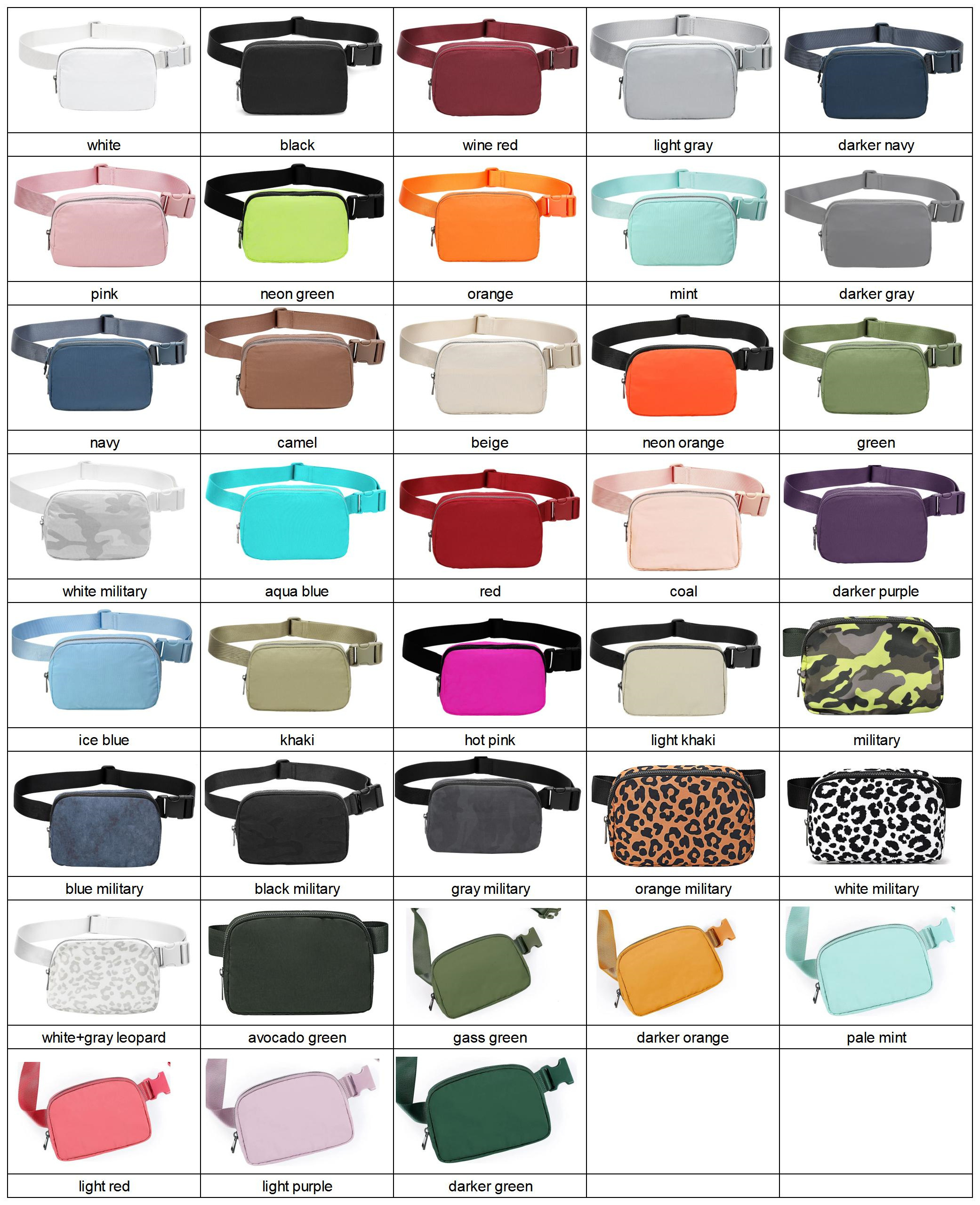 RTS 38 Colors 2024 Wholesale lulu Waterproof Women Belt Cross Body Waist Bag Belt Sports Running Waist Bag Nylon Fanny Pack