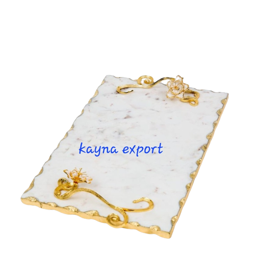 Marble fancy decorative tray for Home Kitchen use at wholesale price hot selling metal decors use at affordable prices