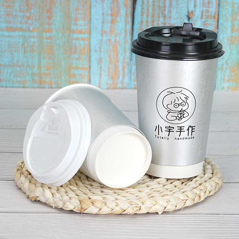 Custom biodegradable 6oz 8oz 9oz 12oz 16oz kraft paper Cups disposable Double Wall Coffee Paper Cup for hot drinks