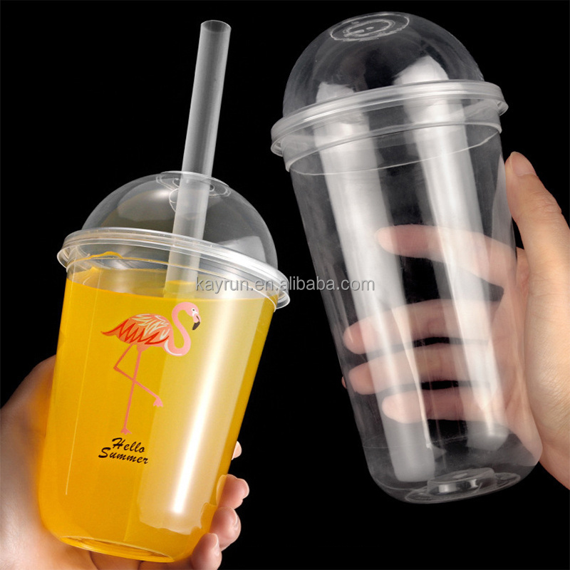 Hot sale 16 oz 500ml 24oz 700ml  bubble boba tea U Shape PP Cup Disposable Logo Printed Clear milk shake plastic Cups