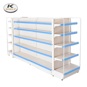 Widely used adjustable retail double sided gondola display pharmacy shelves