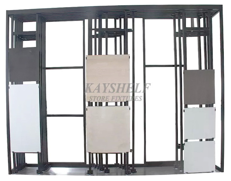 Adjustable ceramic floor marble granite stone tile sliding display racks for retail store