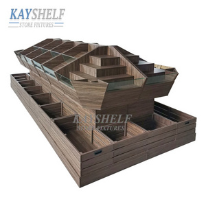 Supermarket Store Retail Shelves Plywood Multilayer Wooden Board Fruit and Vegetable Display Stand Rack