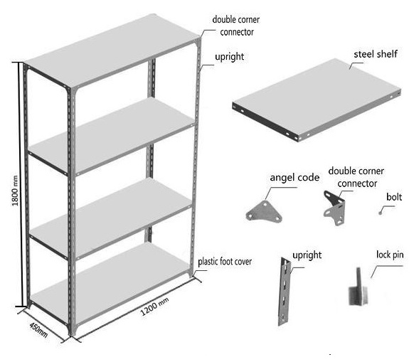 5 Tire High Quality Adjustable Boltless Steel Garage Shelving