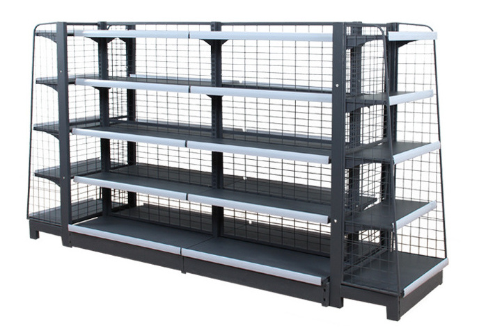 Widely used adjustable retail double sided gondola display pharmacy shelves