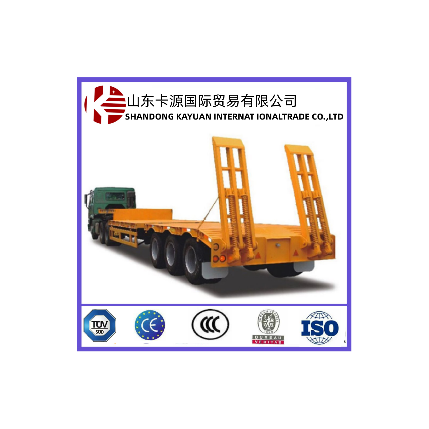 50ton Max Payload 3 Axles Lowbed Semi Truck Trailer for Sale Steel 3 Axle Low Bed Semi Trailer Semi-trailer Standard 28 Ton