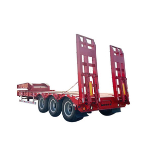 50ton Max Payload 3 Axles Lowbed Semi Truck Trailer for Sale Steel 3 Axle Low Bed Semi Trailer Semi-trailer Standard 28 Ton