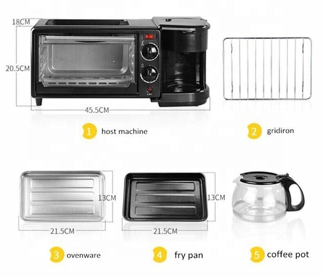 Automatic Family type coffee frying pan mini oven 3 in 1 Breakfast Maker machine