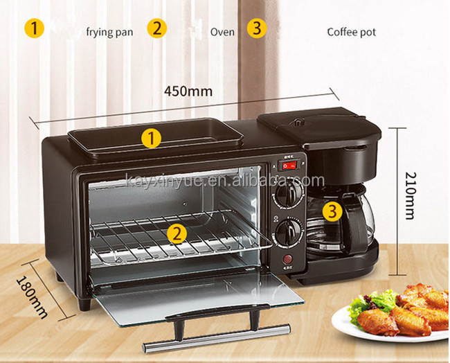 3 in 1 breakfast machine ( toaster oven, coffee machine, egg fried)