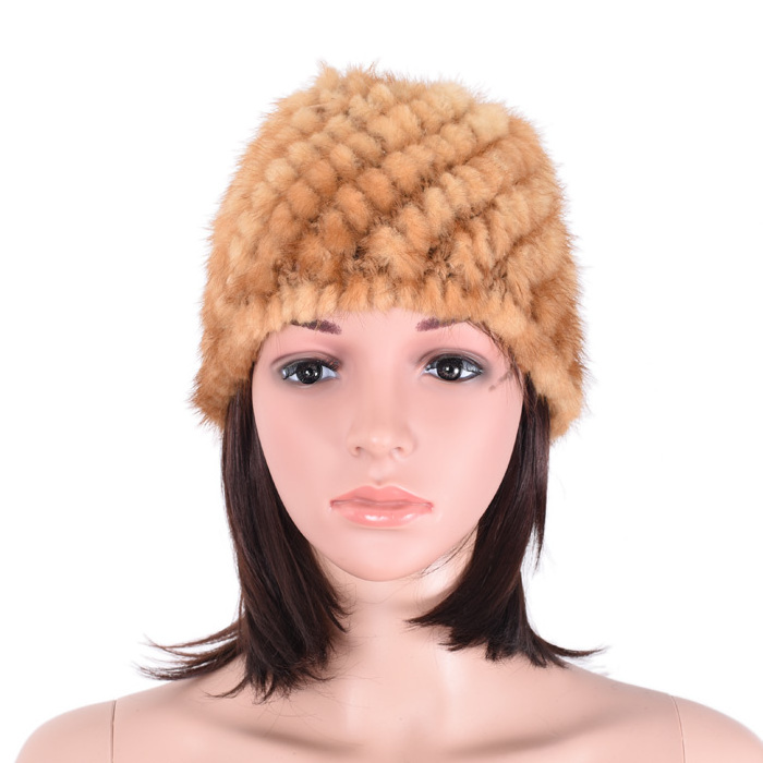 Winter fur hat for women mink fur hat knitted mink hat