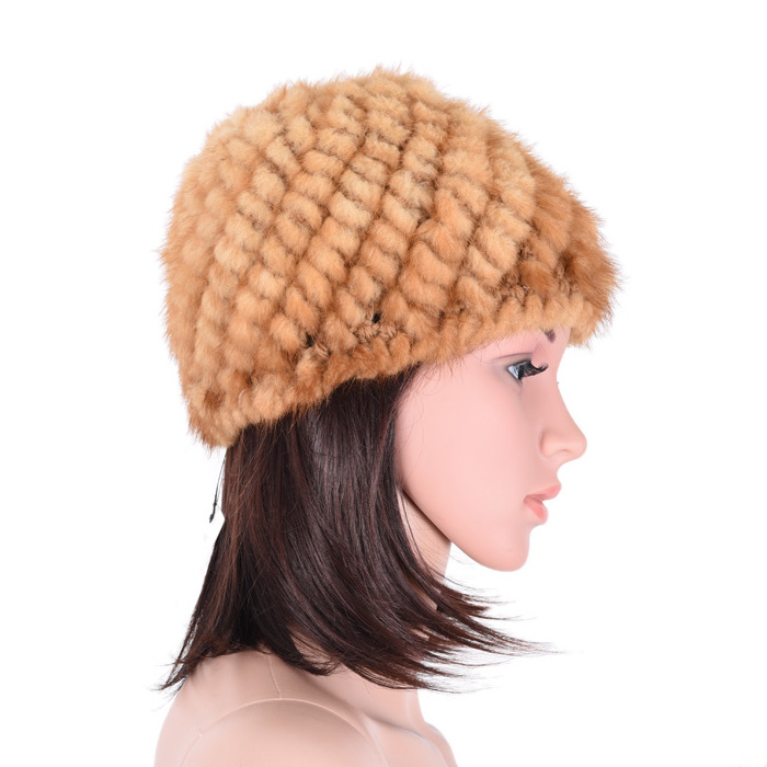 Winter fur hat for women mink fur hat knitted mink hat