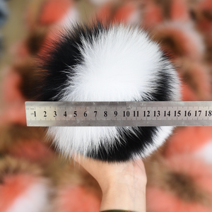 15cm High quality fox fur pompoms for keychain and bag charm/bi color fur balls