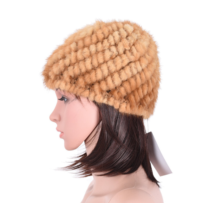 Winter fur hat for women mink fur hat knitted mink hat